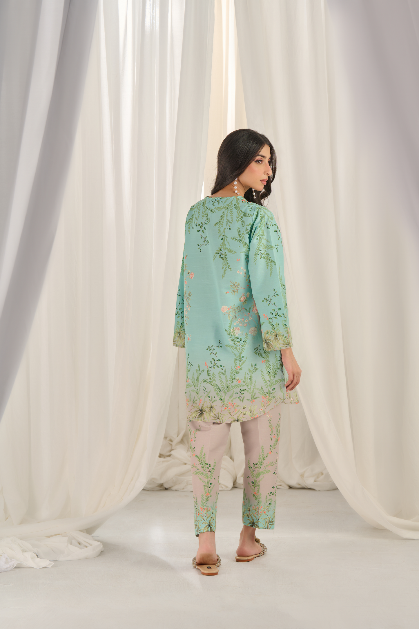 Teal Bloom Kurta Set with Dupatta