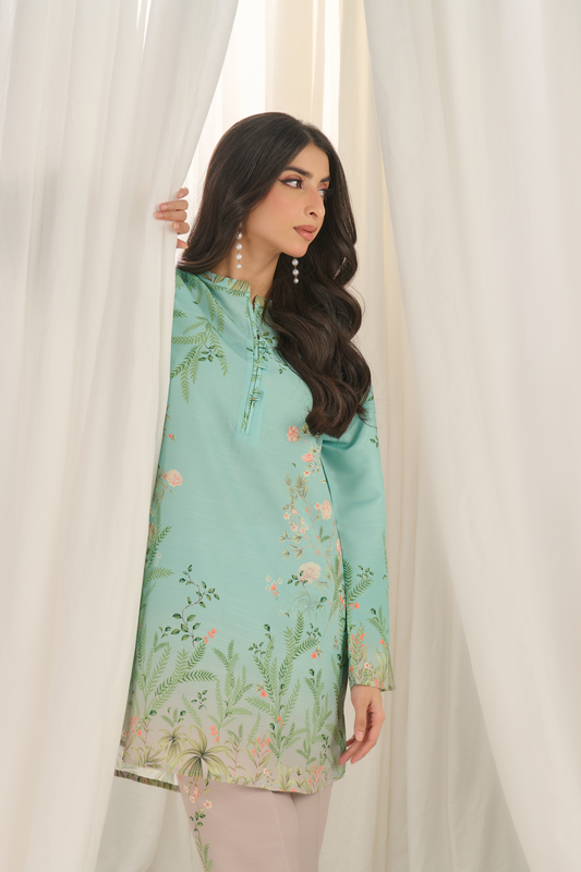 Teal Bloom Kurta Set with Dupatta