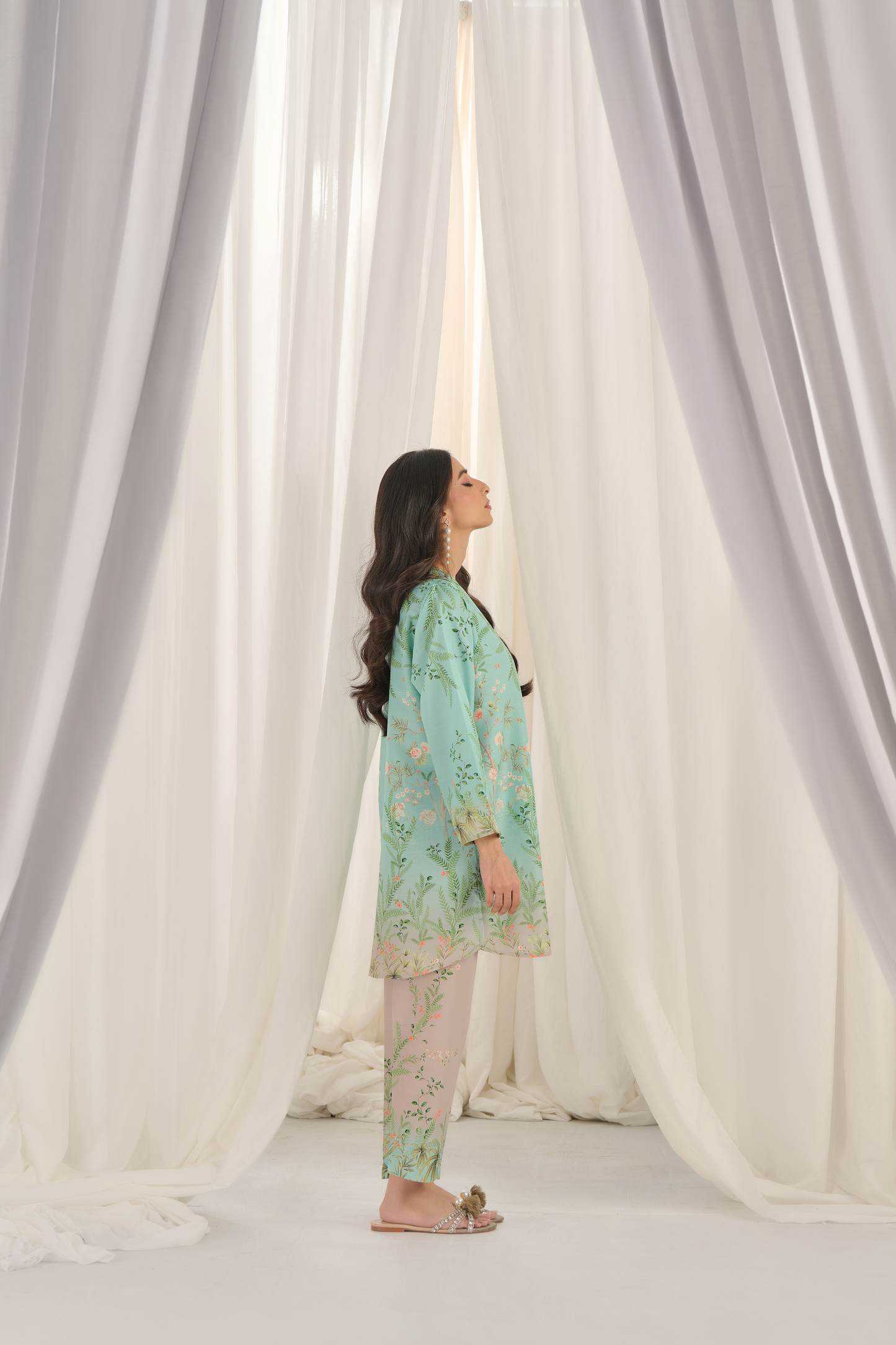 Teal Bloom Kurta Set with Dupatta